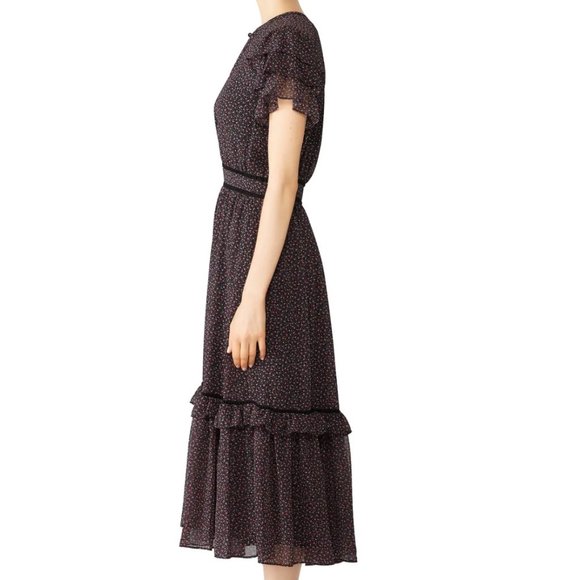 Rebecca Minkoff Black and Pink Midi Dress - Picture 2 of 10